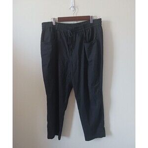 Zara Women’s Striped Drawstring Waist Straight Leg Black Pants Size 14